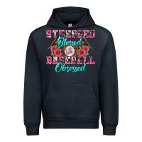 Navy stressed blessed & baseball obsessed Urban Hoodie - BundleAndBundleShop