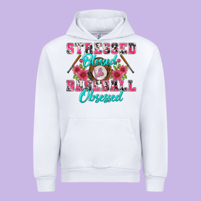 Stressed Blessed & Baseball Obsessed Urban Hoodie Designed By Bundleandbundleshop