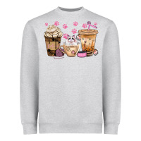Heather Grey cat coffee cups with paw bbs Heavyweight Sweatshirt - BundleAndBundleShop
