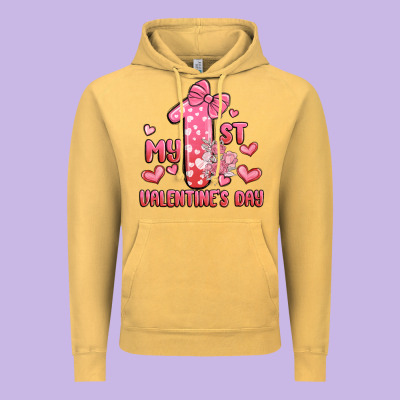 My First Valentines Day Vintage Hoodie Designed By Maliassmallbusiness