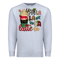 Heather Grey Fa la la la latte Premium Sweatshirt - CowGirlArtShop