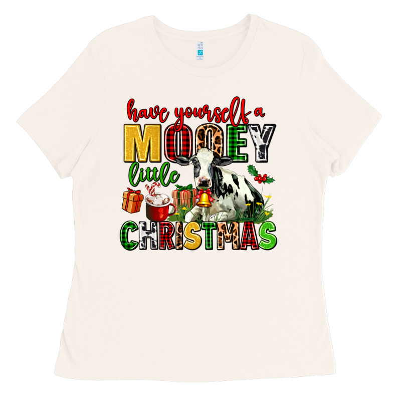 Have Yourself A Mooey Little Christmas Ladies Tee by AdoDesignShop | Teevron
