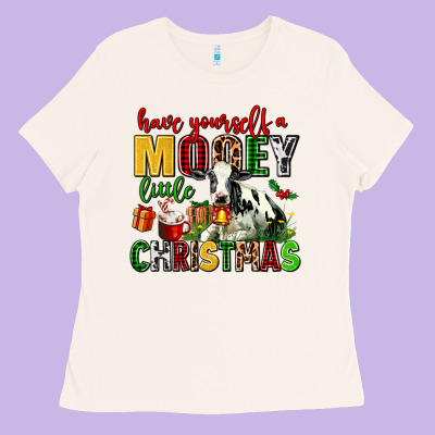 Have Yourself A Mooey Little Christmas Ladies Tee Designed By Adodesignshop