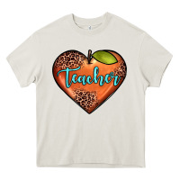Cream teacher heart Heavy Core Tee - JahusDesignShop