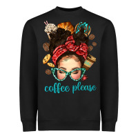 Black coffee please messy bun with coffee bean bbs Heavyweight Sweatshirt - BundleAndBundleShop