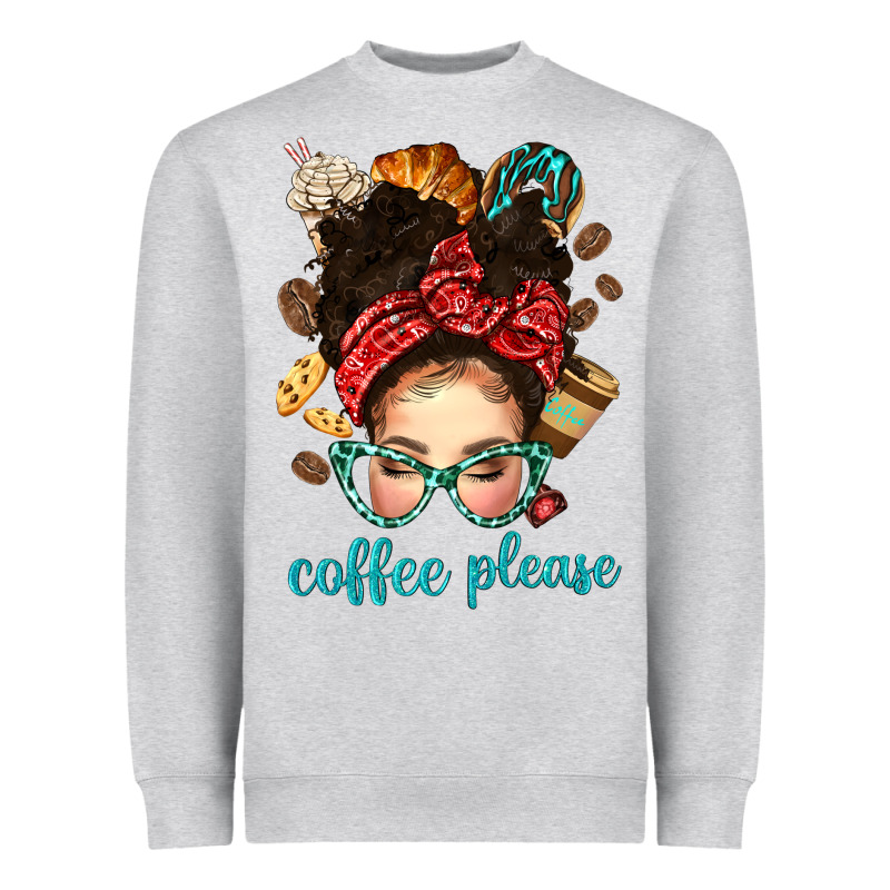 Coffee Please Messy Bun With Coffee Bean Bbs Heavyweight Sweatshirt by BundleAndBundleShop | Teevron