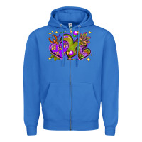 True Royal Mardi Gras hearts Zipper Hoodie - NancyCooperArtShop