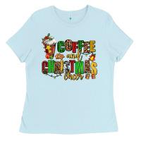Baby Blue coffee and christmas cheer Ladies Tee - AdoDesignShop