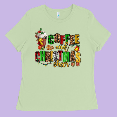 Coffee And Christmas Cheer Ladies Tee Designed By Adodesignshop