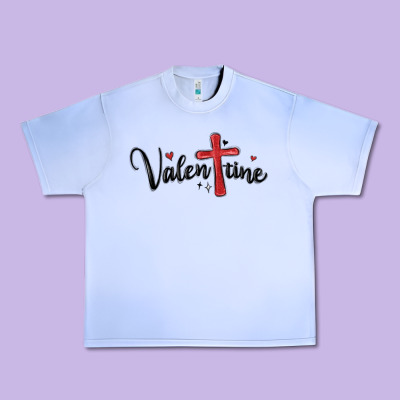 Valentine Cross Glitter Urban Heavy Tee Designed By Maliassmallbusiness