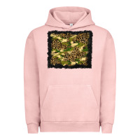 Pigment Salmon camouflage and leopard background Urban Hoodie - BundleAndBundleShop