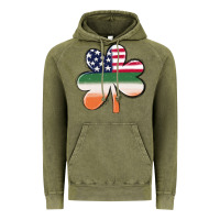 Vintage Olive st patricks day shamrock american flag Vintage Hoodie - MaliasSmallBusiness