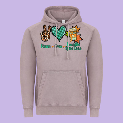 Peace Love Pumpkin Spice Latte Vintage Hoodie Designed By Jasminsmagicworld
