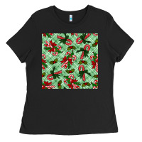 Black christmas candy cane seamless pattern Ladies Tee - BundleAndBundleShop