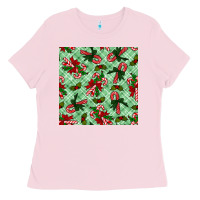 Bubblegum Pink christmas candy cane seamless pattern Ladies Tee - BundleAndBundleShop