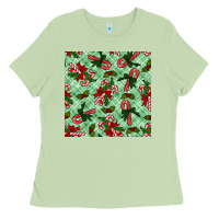 Matcha christmas candy cane seamless pattern Ladies Tee - BundleAndBundleShop