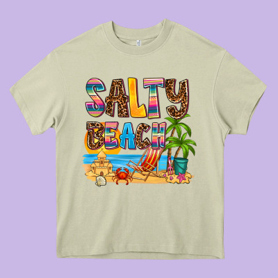 Salty Beach Heavy Core Tee Designed By Adodesignshop