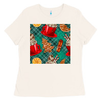 Bone christmas hot chocolate and cookie seamless pattern Ladies Tee - BundleAndBundleShop