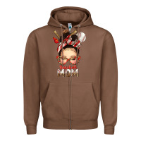 Chestnut Baseball Mom Messy Bun Zipper Hoodie - texasbilliewilder