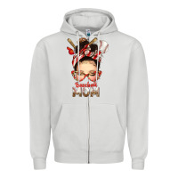 Dove Grey Baseball Mom Messy Bun Zipper Hoodie - texasbilliewilder