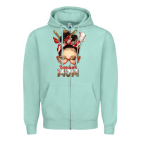 Baseball Mom Messy Bun Zipper Hoodie | Teevron