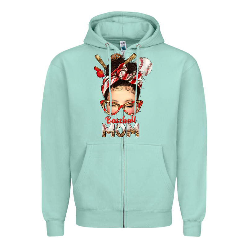 Baseball Mom Messy Bun Zipper Hoodie by texasbilliewilder | Teevron