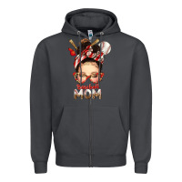 Smoke Baseball Mom Messy Bun Zipper Hoodie - texasbilliewilder