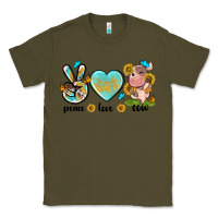 Army Green peace love cute cow Classic Tee - NancyCooperArtShop