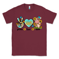 Burgundy peace love cute cow Classic Tee - NancyCooperArtShop