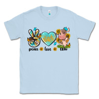 Dusty Blue peace love cute cow Classic Tee - NancyCooperArtShop
