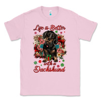Bubblegum Pink Christmas life is better with a dachshund Classic Tee - JahusDesignShop