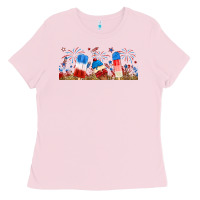Bubblegum Pink fourth of july popsicle Ladies Tee - RanaPortraitStore
