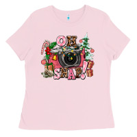 Bubblegum Pink christmas oh snap Ladies Tee - AdoDesignShop