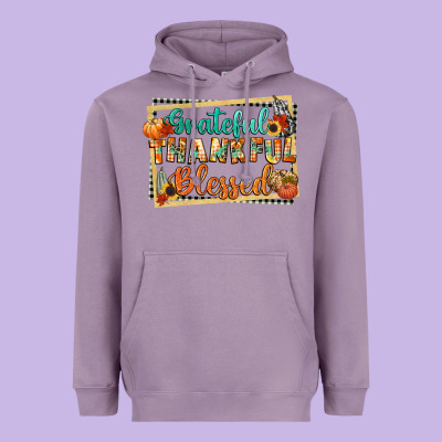 Thankful Grateful Blessed Heavyweight Hoodie Designed By Cowgirlartshop