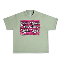 Oil Green This is what a survivor looks like Breast Cancer Urban Heavy Tee - NancyCooperArtShop