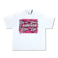 White This is what a survivor looks like Breast Cancer Urban Heavy Tee - NancyCooperArtShop