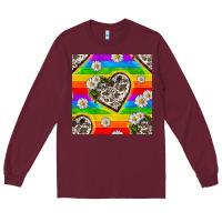 Burgundy Pride LGBTQ+ Cowhide Hearts And Daisy Patterns Long Sleeve Tee - BundleAndBundleShop