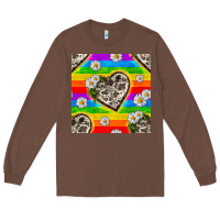 Chestnut Pride LGBTQ+ Cowhide Hearts And Daisy Patterns Long Sleeve Tee - BundleAndBundleShop
