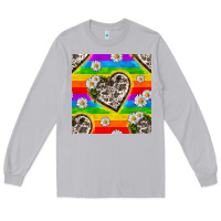 Moon Dust Pride LGBTQ+ Cowhide Hearts And Daisy Patterns Long Sleeve Tee - BundleAndBundleShop