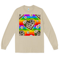 Mushroom Pride LGBTQ+ Cowhide Hearts And Daisy Patterns Long Sleeve Tee - BundleAndBundleShop