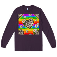 Plum Pride LGBTQ+ Cowhide Hearts And Daisy Patterns Long Sleeve Tee - BundleAndBundleShop
