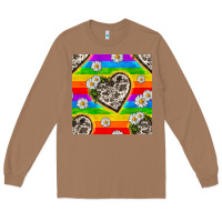 Toasted Coconut Pride LGBTQ+ Cowhide Hearts And Daisy Patterns Long Sleeve Tee - BundleAndBundleShop