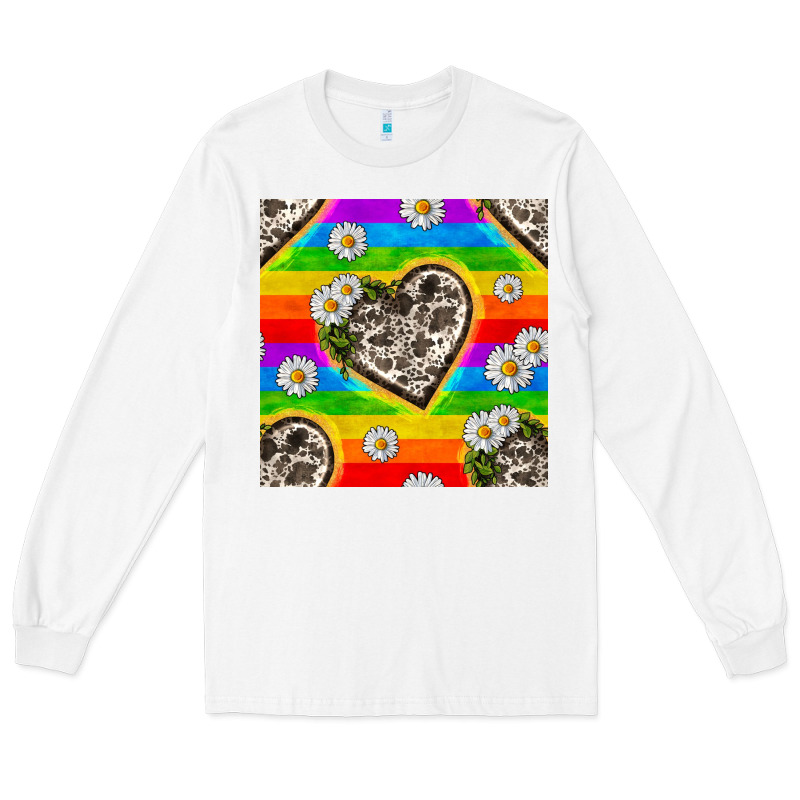 Pride Lgbtq+ Cowhide Hearts And Daisy Patterns Long Sleeve Tee by BundleAndBundleShop | Teevron