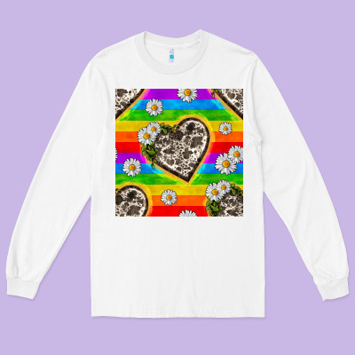 Pride Lgbtq+ Cowhide Hearts And Daisy Patterns Long Sleeve Tee Designed By Bundleandbundleshop
