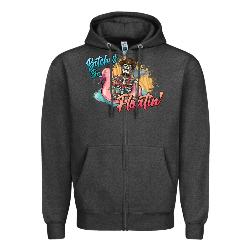 Bitches Be Floatin' Skeleton Summer Zipper Hoodie by NancyCooperArtShop | Teevron