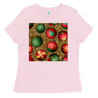 Bubblegum Pink christmas ornaments and leopard seamless pattern Ladies Tee - BundleAndBundleShop