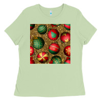 Matcha christmas ornaments and leopard seamless pattern Ladies Tee - BundleAndBundleShop