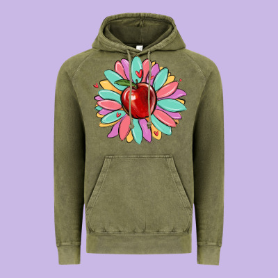 Teacher Apple Vintage Hoodie Designed By Maliassmallbusiness