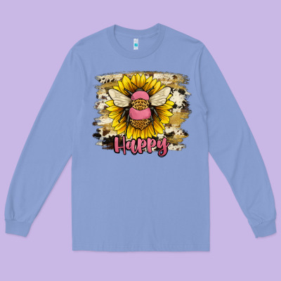 Bee Happy Long Sleeve Tee Designed By Jahusdesignshop