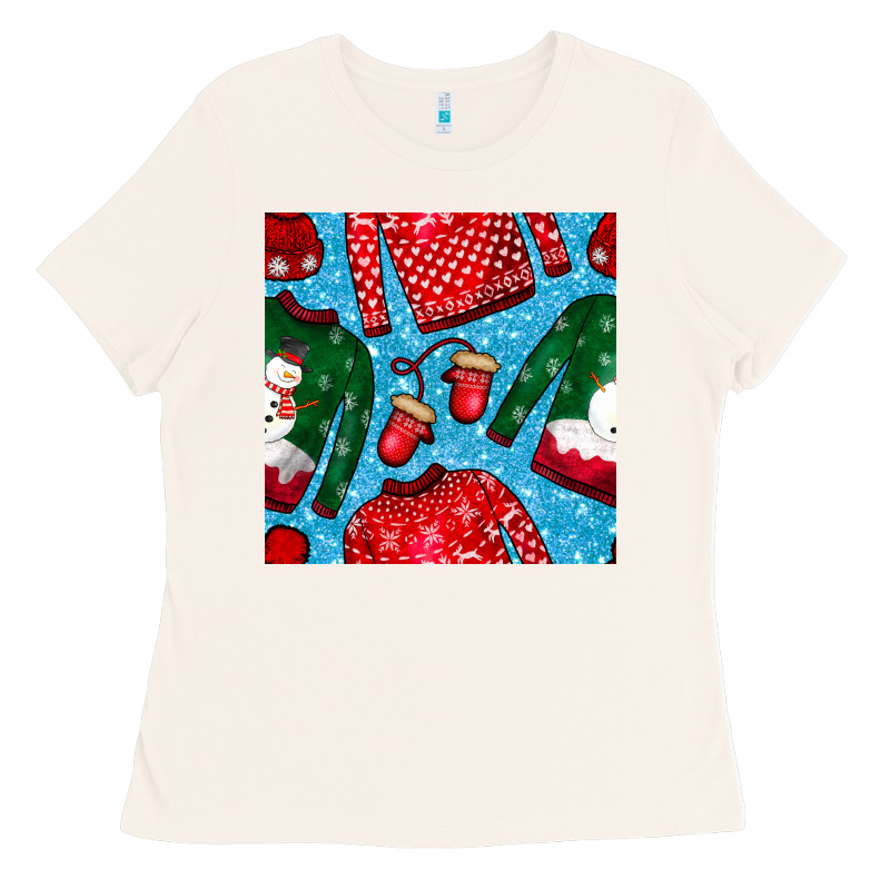 Christmas Clothes Seamless Pattern Ladies Tee by BundleAndBundleShop | Teevron